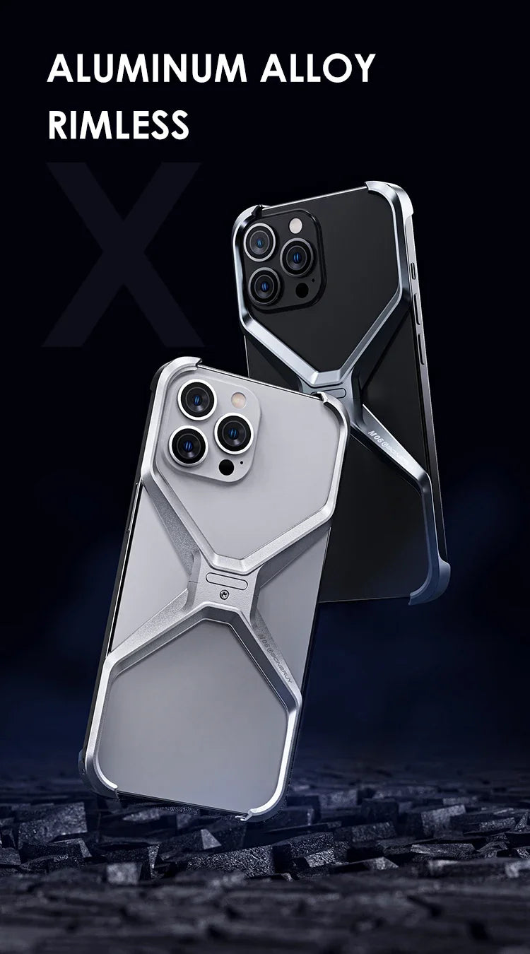 AluGuard Rimless Armor Case for iPhone 13-16 Pro Max – Shockproof, Removable Design & Advanced Heat Dissipation