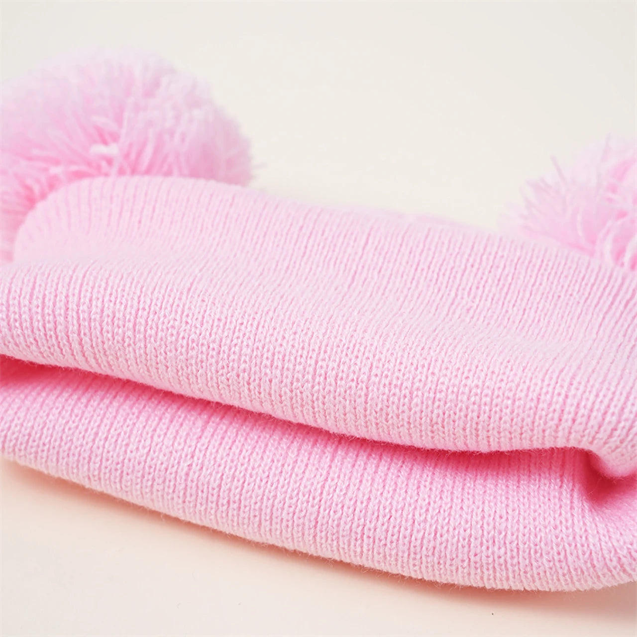 Cute Double Pompom Baby Hat Winter Warm Knitted Hat For Boys Girls Solid Color Soft Infant Toddler Cap Beanies