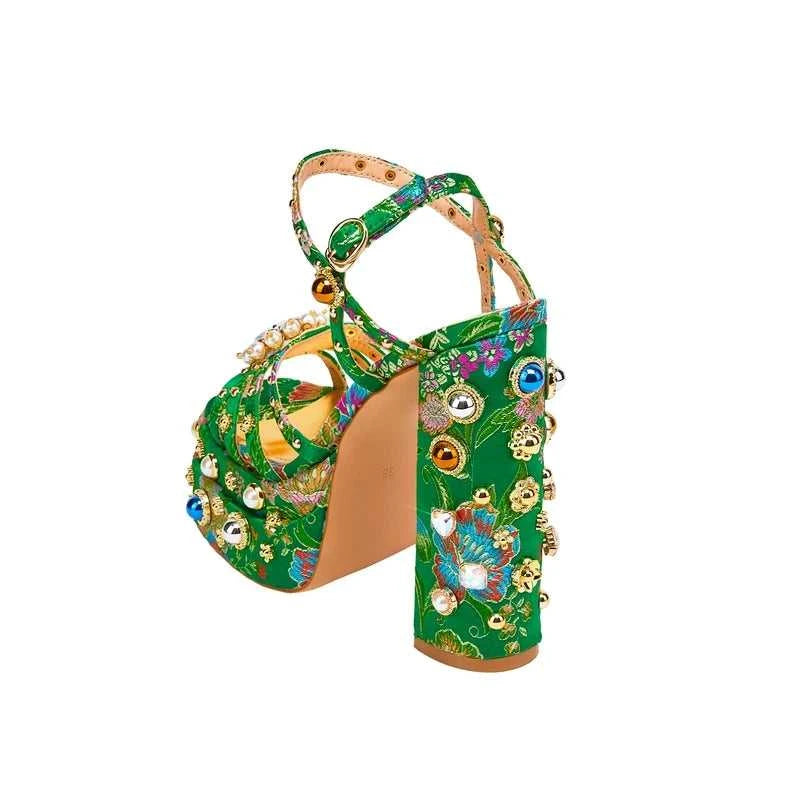 Women's New Summer Sandals Waterproof Platform Thick Bottom Water Diamond Pearl Rivet Flower Satin Open Toe High Heel Large The jack market .AU The jack market .AU Step Up Your Style: Trendy Shoes for Every Occasion! $ 138 14:201496390;200000124:200048359