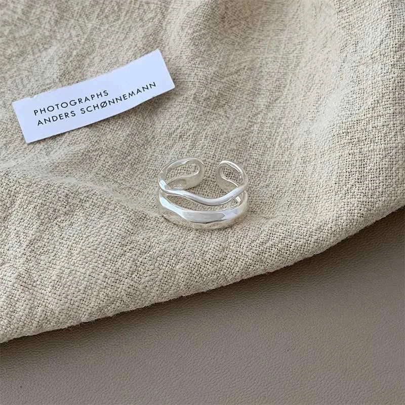 VENTFILLE 925 Sterling Silver Ins Style Double-layer Open Index Finger Ring Women's Fashion Personality Niche Design Jewelry The jack market .AU The jack market .AU Jewellery & Chains $ 47 200000226:175#BTSP1125