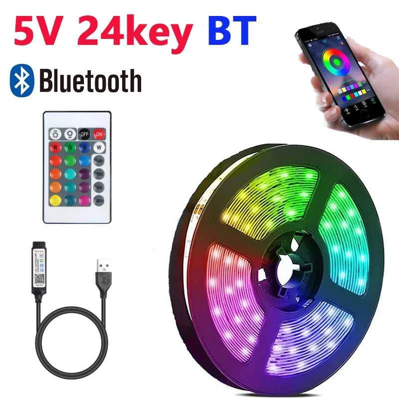 RGB 5050 DC5V USB 24Keys Bluetooth Led Strip Lights Tape With Remote Control Color Change Lamp for Christmas Bedroom Decoration The jack market .AU The jack market .AU Home $ 69 136:200004891#BT 24K;14:29#Not waterproof;380:6288#30m
