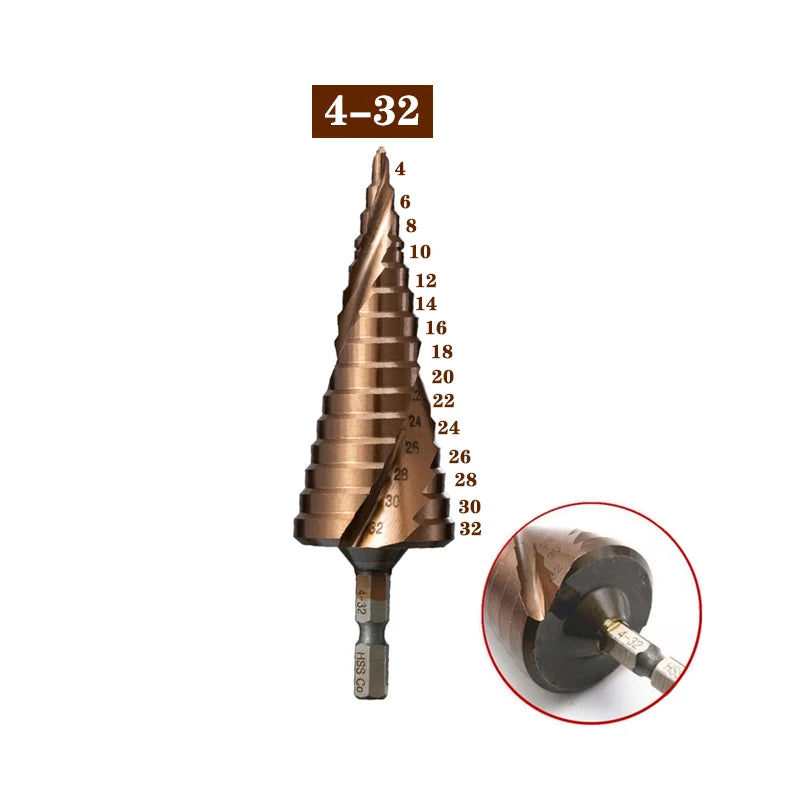 M35 5% Cobalt Step Drill Bit HSS-Co High Speed Steel Cone Hex Shank Metal Drill Bit Tool Set Hole Cutter For Stainless Steel
