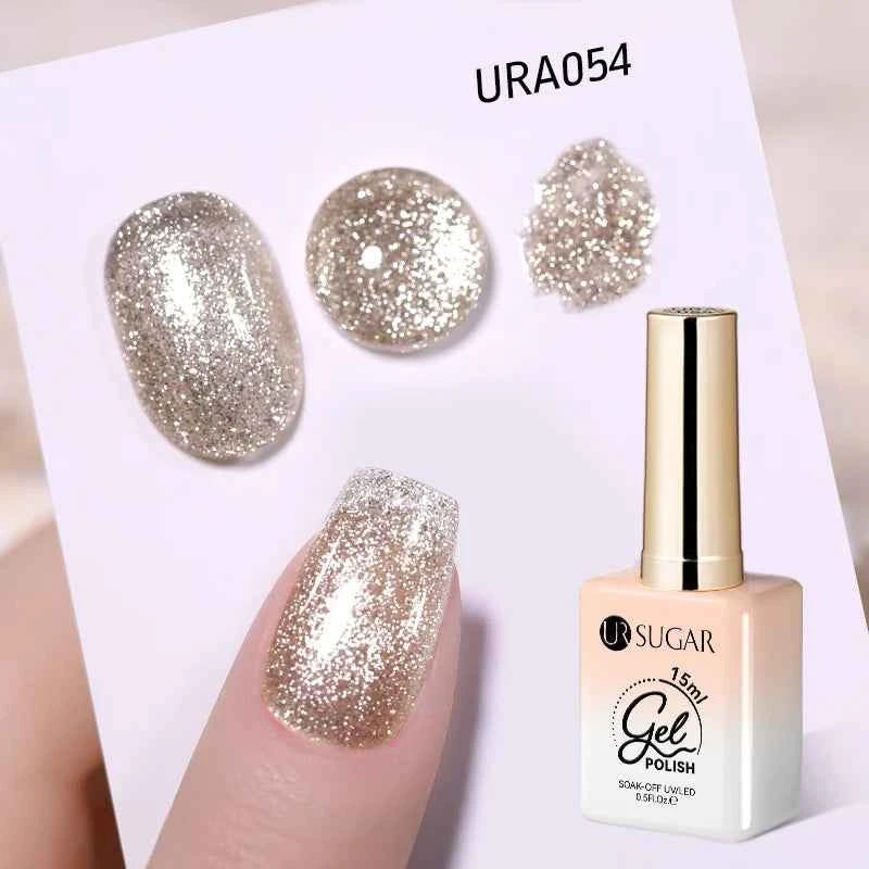 UR SUGAR 15ml  Autumn Winter Red Cat Magnetic Gel Nail Polish White Dopamine Nail Sparkling Glitter Soak Off UV LED for Manicure