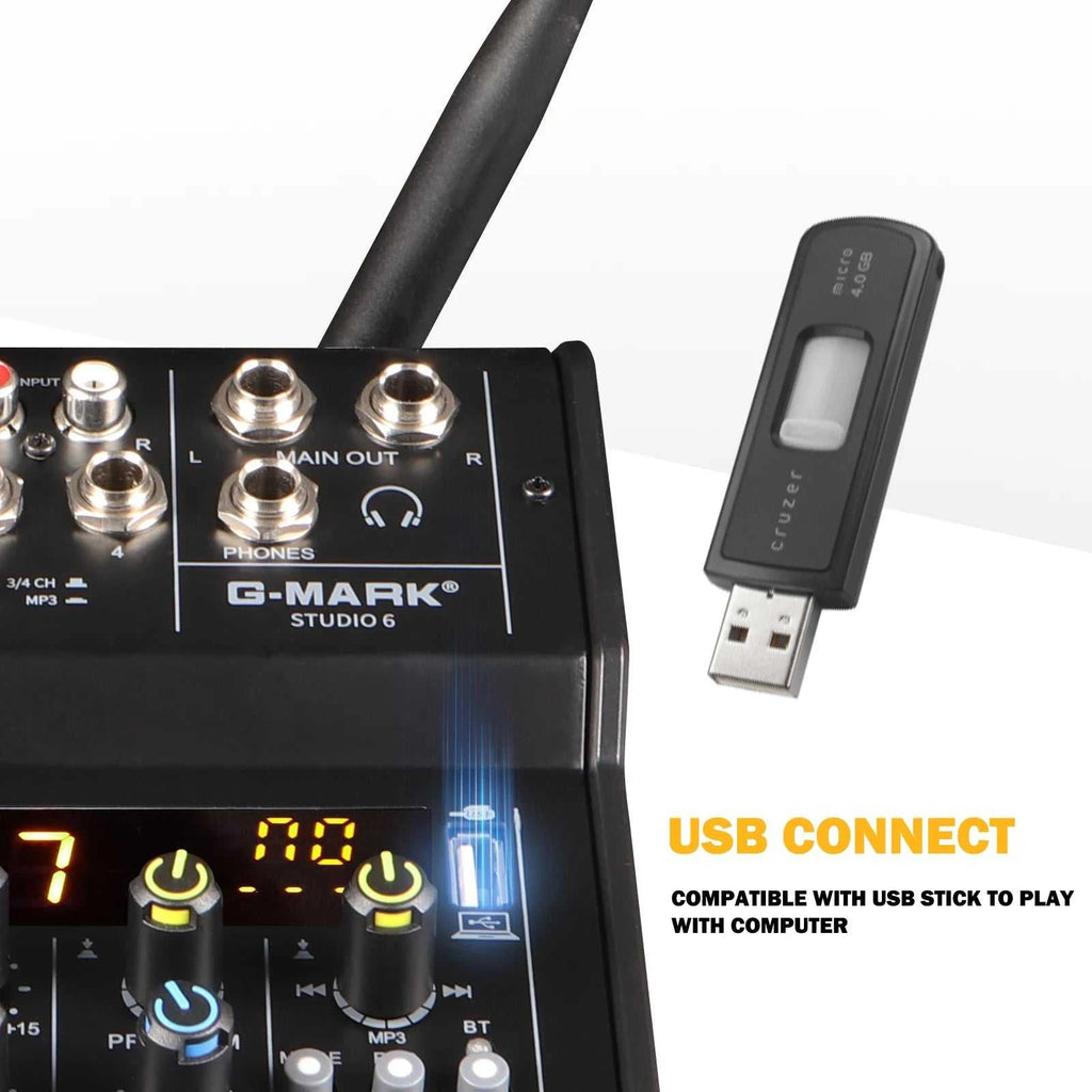 Audio Sound Mixer with Microphone G-MARK Studio 6 Bluetooth Portable DJ Console+48V USB Interface Mixing Boards For Live The jack market .AU The jack market .AU Accessories Electronics $ 115 <none>