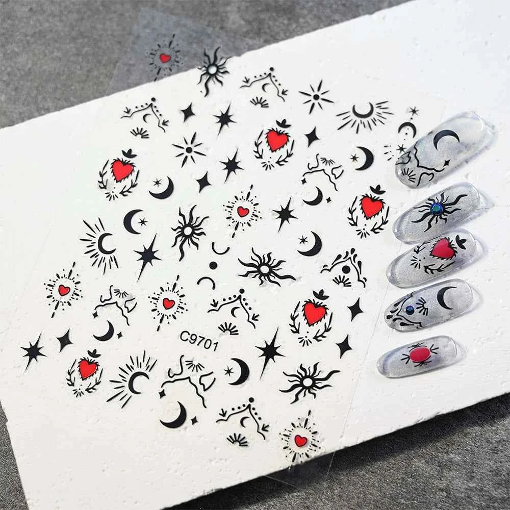 1pcs 3D White Hibiscus Flowers Nail Stickers Holographic Silver Gold Tropical Petal Slider For Nails French Manicure Decoration