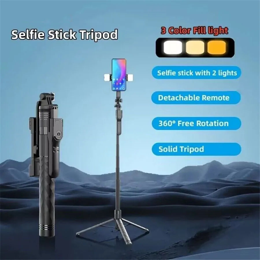 FANGTUOSI 2024 New Wireless Selfie Stick Tripod Foldable Stand For Gopro Action Cameras Smartphones Balance Steady Shooting Live