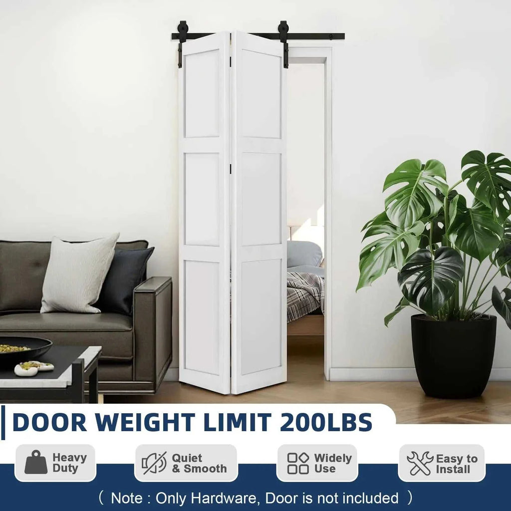 Heavy Duty Bi-Folding Sliding Barn Door Hardware Kit Quiet Side-Mounted Roller – 2/4 Bifold Doors For Closet Laundry Bedroom The jack market .AU The jack market .AU Home $ 150 14:350850#72in for 4 Doors;200007763:201336101