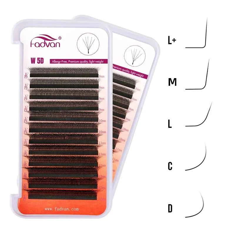 FADVAN W Shape 5D Cluster Lashes - 10Pcs Soft Natural Eyelash Extensions, 0.07mm, Perfect for Professionals