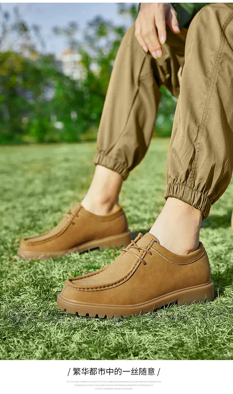 New 2025 Spring Autumn Outdoor Men's Walking Shoes Men Durable Sole Casual Loafers Male Fashion Cow Leather Footwear