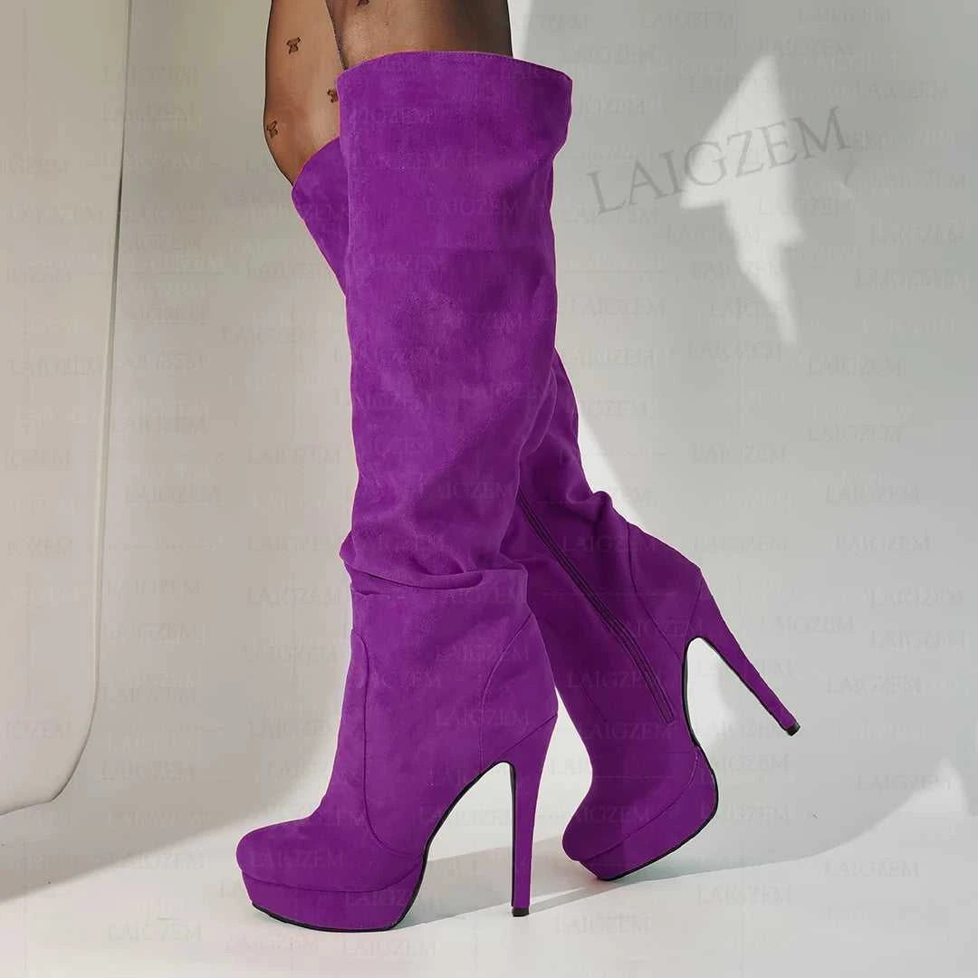LAIGZEM Women Over Knee High Boots Faux Suede Zip Pleated Thin High Heels Boots Handmade Ladies Shoes Woman Big Size 41 43 45 52 The jack market .AU The jack market .AU Step Up Your Style: Trendy Shoes for Every Occasion! $ 152 14:771#LGZ4823 Red;200000124:698