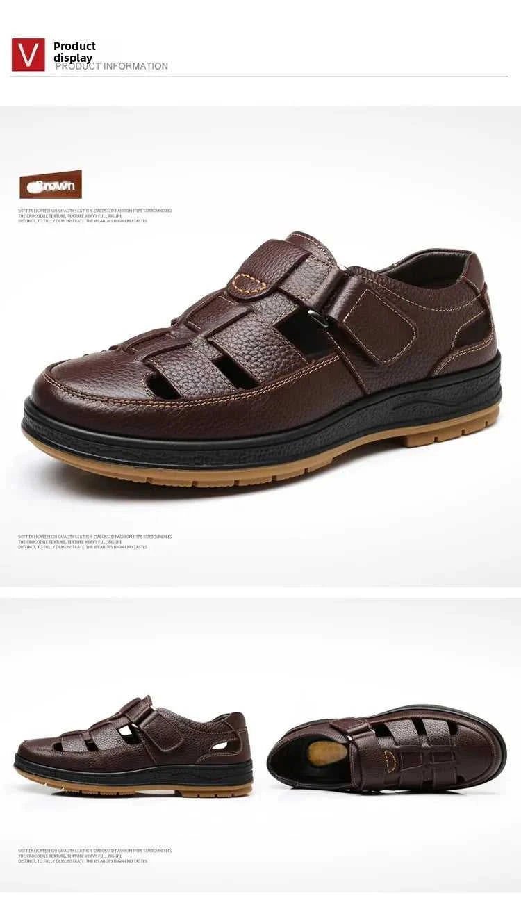 Men's Genuine Leather Sandals Breathable Summer Casual Shoes Soft Bottom Anti-Slip Hollow out Design Comfortable Dad Shoes The jack market .AU The jack market .AU Step Up Your Style: Trendy Shoes for Every Occasion! $ 74 14:193;200000124:200000364