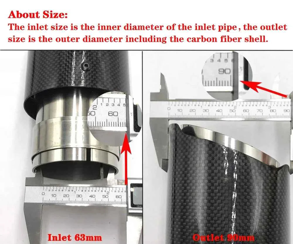 1Pcs Universal Car Single Exhaust Tip Pipe Glossy Twill Carbon Fiber Silver Muffler Exhaust Nozzle For AK Logo Refit Tailpipe
