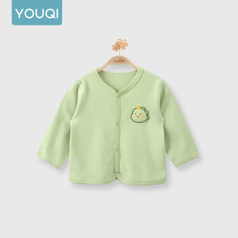 【Youqi】Chinese 0-2 Year Old Baby Cardigan Spring and Autumn Lightweight Infant Coat Long-Sleeve Home and Outdoor Seamless Stylish Autumn Wear