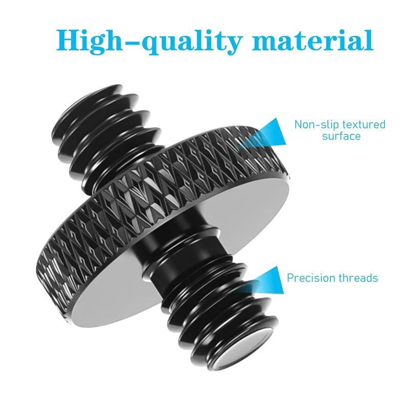 For Camera Tripod Mic 1/4" Male to 1/4" Male Threaded Tripod Screw Adapter Double Head Stud Standard Mounting Thread Converter