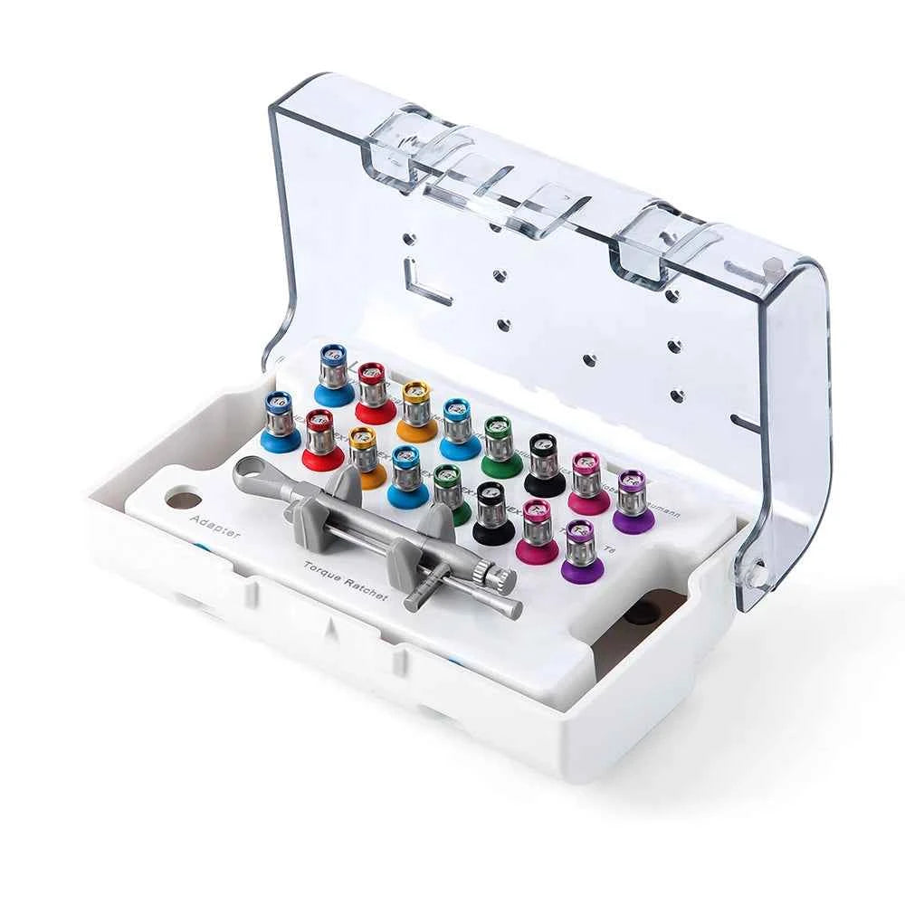 AZDENT Dental Implant Torque Wrench Kit - 16 Precision Drivers & 1 Autoclavable Wrench for Seamless Dental Procedures