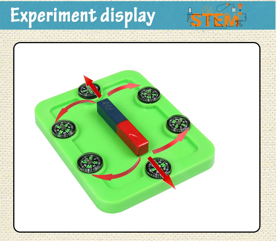 Science Magnet Set Basic Physics Principles Bar Ring Horseshoe Compass Children Educational Experiment Tools