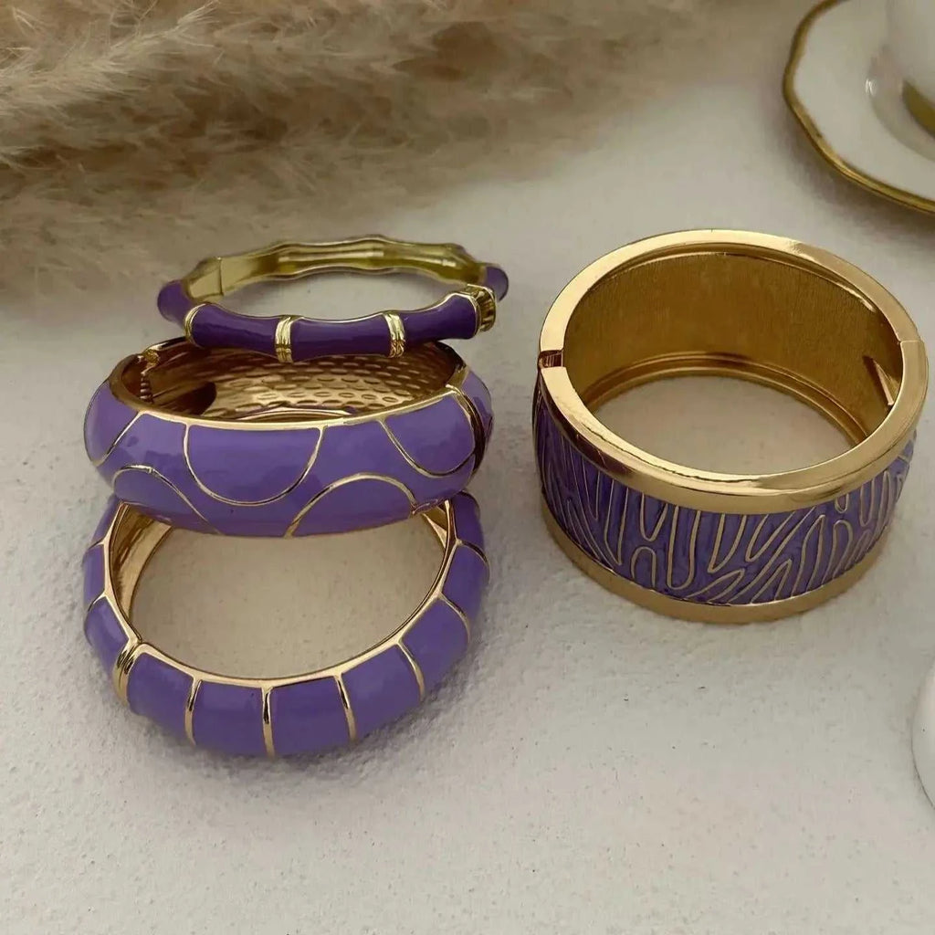 KMVEXO Irregular Purple Color Dripping Oil Zinc Alloy Enamel Bangles Geometric Wide Cuff Spring Bracelets For Women Jewelry ﻿ The jack market .AU The jack market .AU Jewellery & Chains $ 52 200001034:361181#35661-Purple
