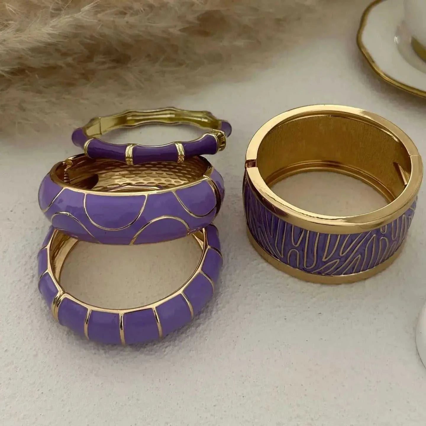 KMVEXO Irregular Purple Color Dripping Oil Zinc Alloy Enamel Bangles Geometric Wide Cuff Spring Bracelets For Women Jewelry ﻿ The jack market .AU The jack market .AU Jewellery & Chains $ 52 200001034:361181#35661-Purple