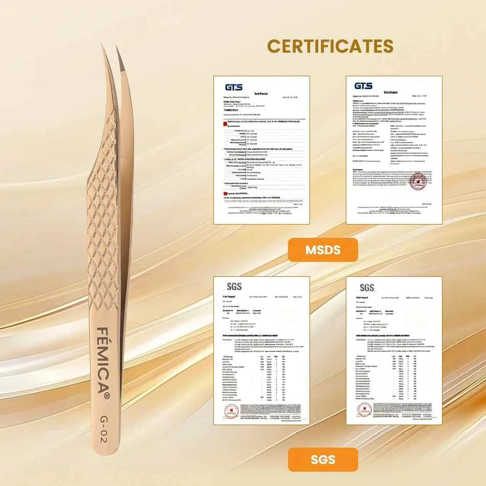 Femica Precision Anti-Slip Eyelash Tweezers for Flawless Volume Lash Extensions & Eyebrow Grooming