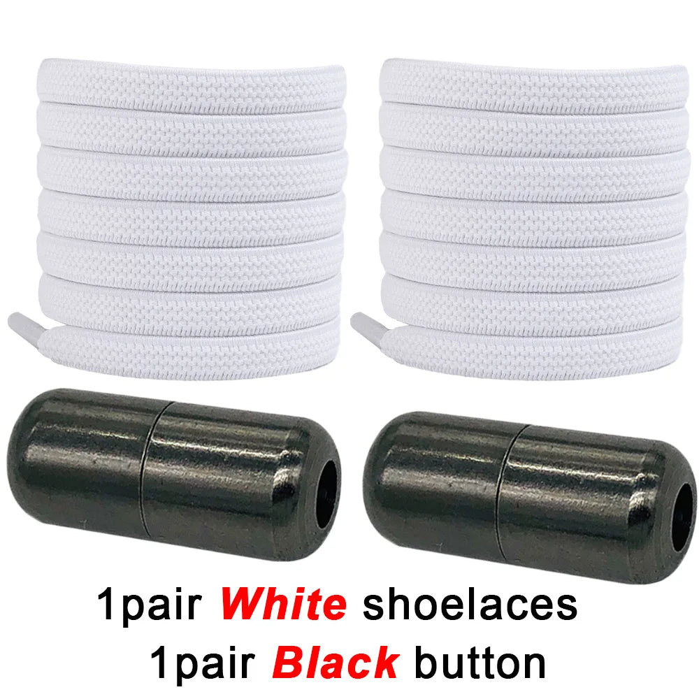 No Tie Shoe Laces Metal Capsule Lock Elastic Laces Sneakers Flat Shoelaces Without Ties Kids Adult Quick Shoes Lace Rubber Bands