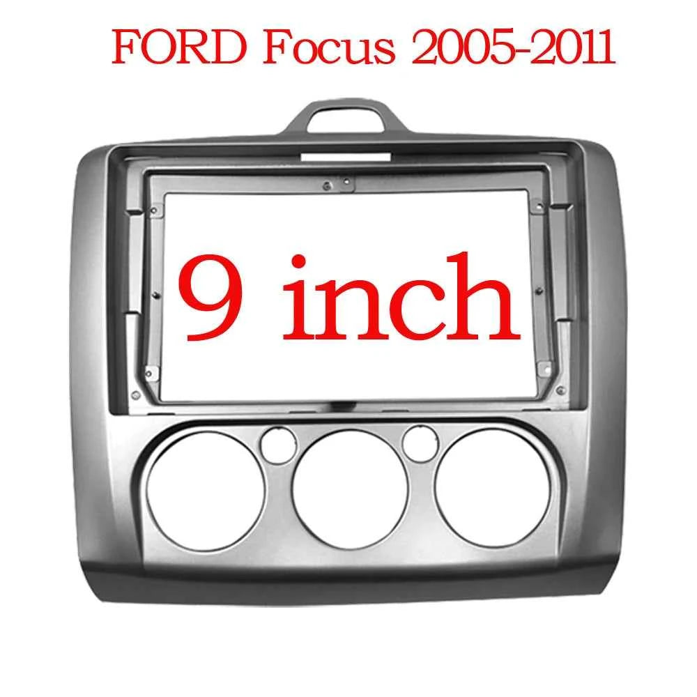 9 inch Android Navigation Screen Dashboard 2 Din Car Dash Trim Kits Stereo Facia Panel Frame For Ford Focus 2 MK2 2004 - 2011