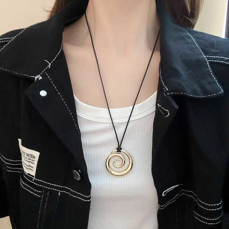 Fashion Spiral Heart-Shaped Pendant Necklace for Women Adjustable Long Black Wax Rope Clavicle Chain Charm Couple Birthday Gift The jack market .AU The jack market .AU Jewellery & Chains $ 48 200001033:200003757#5