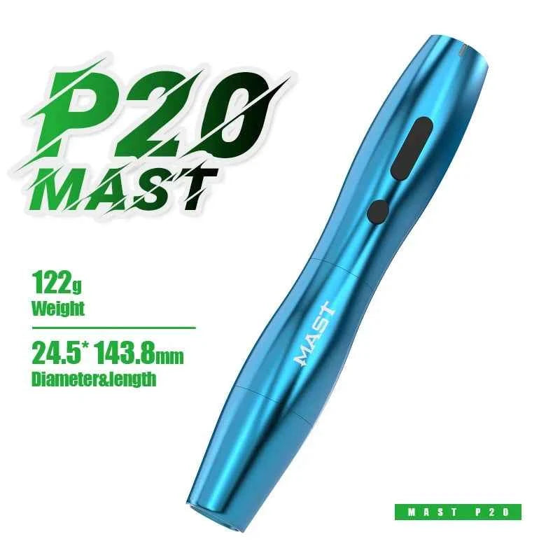 Mast P20 Wireless Tattoo Machine Kit - 2.5mm Stroke, 1000mAh Battery, Lightweight Design for Effortless PMU Mastery
