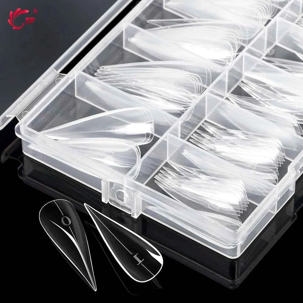 TP 150pcs New Clear Nail Dual Forms Hawk Claw Shape Poly Nail Gel Molds Full Cover False Nail Tips Extension Top Manicure Tools