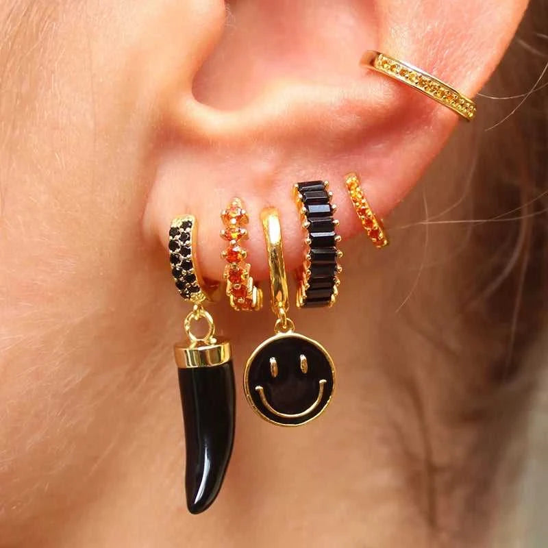 TIANDE Black Zircon Hoop Drop Earrings for Women Gold Plated Piercing Women's Dangle Earrings Set 2022 Fashion Jewelry Wholesale The jack market .AU The jack market .AU Jewellery & Chains $ 48 200001034:200025551#JQH0068-SS-5