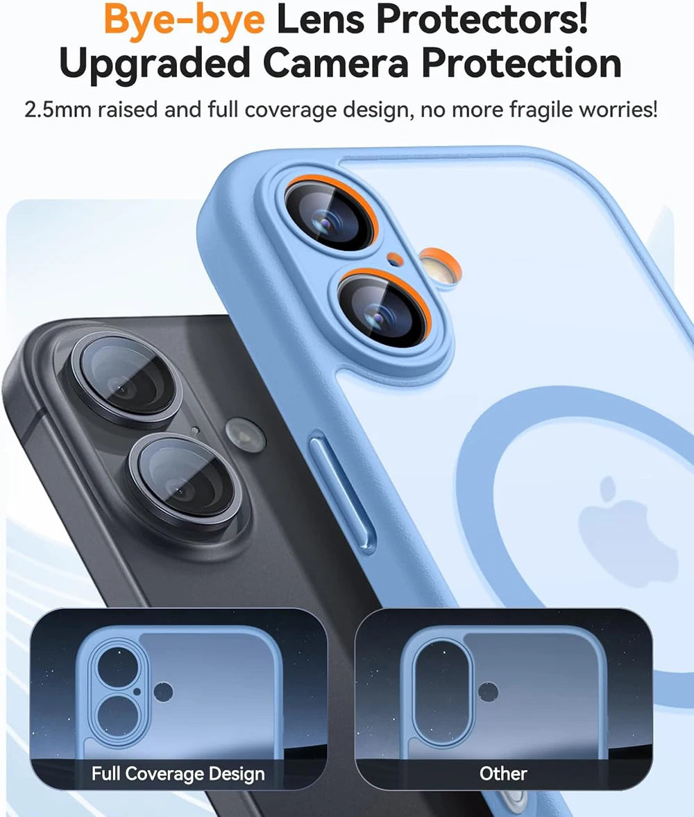 Magnetic Luxury Armor Shockproof Case For iPhone 16 15 14 13 Pro Max Plus For Magsafe Wireless Charge Cover Matte Translucent PC