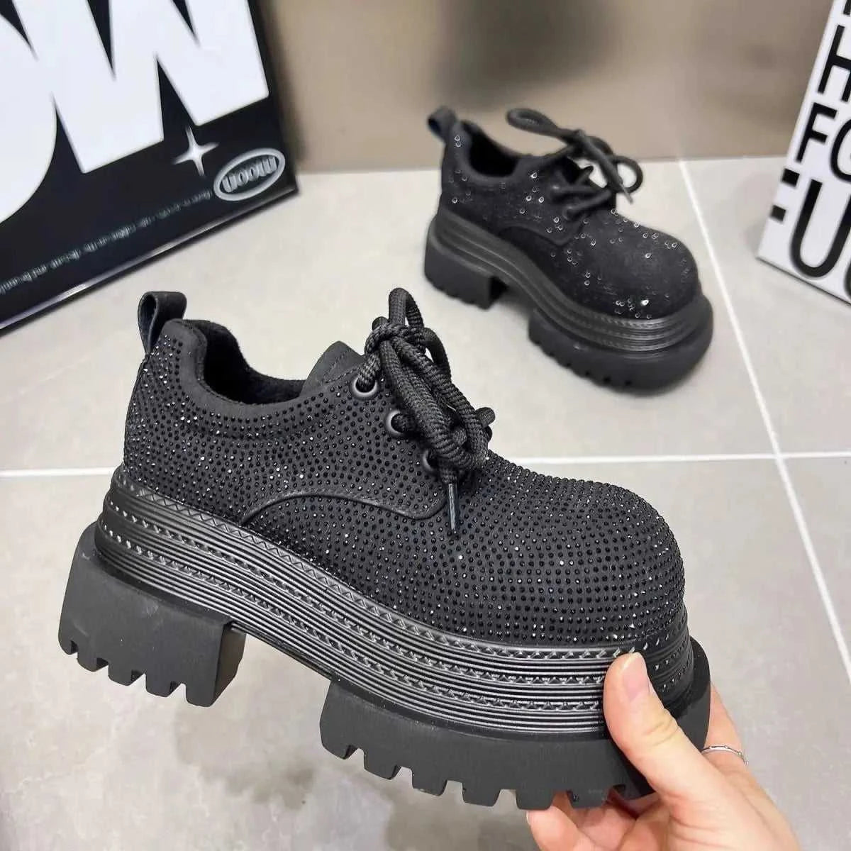 Luxurious Rhinestone Women's Shoes Leopard Lace-up Fashion Motorcycle Boots Thick Soled Lightweight High Street Mujeres Sneaker The jack market .AU The jack market .AU Step Up Your Style: Trendy Shoes for Every Occasion! $ 87 14:1254#Angola Red;200000124:200000334