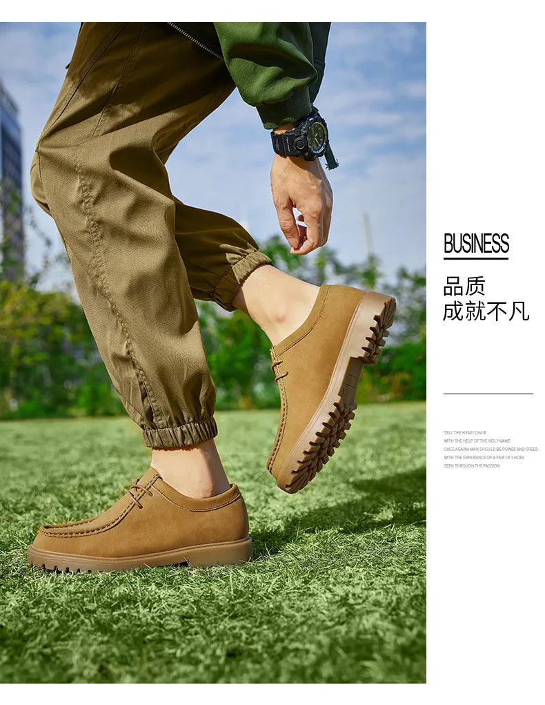 New 2025 Spring Autumn Outdoor Men's Walking Shoes Men Durable Sole Casual Loafers Male Fashion Cow Leather Footwear