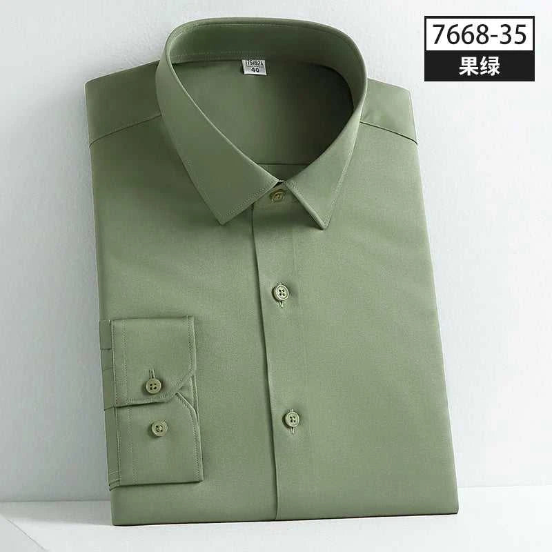 New Spring and Autumn Social Dress Ice Silk Long Sleeve Men's Shirt Business No Iron Casual Fit Pure White High Quality The jack market .AU The jack market .AU Men Fashion $ 41 14:771#21;5:100013888