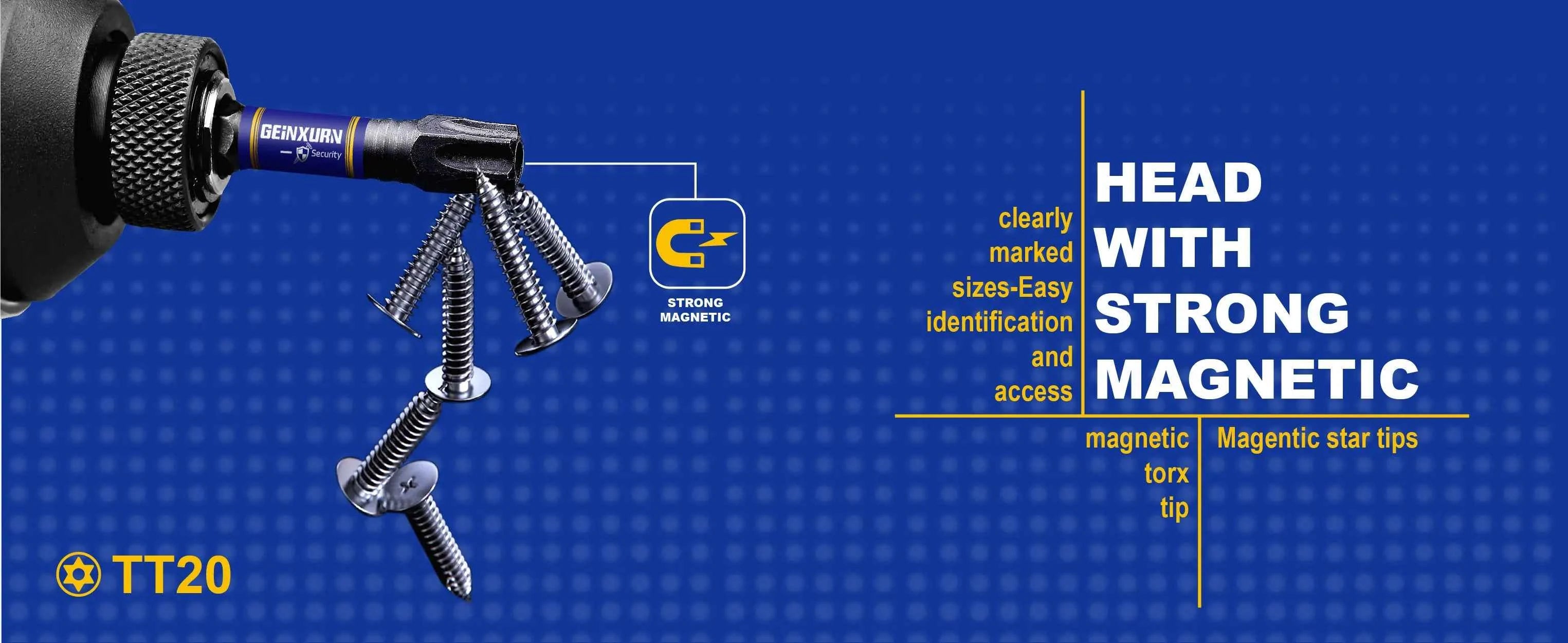 Geinxurn Magnetic Power Bit Set - 2" Impact Tough S2 Alloy Steel Torx Bits for Ultimate Security and Precision