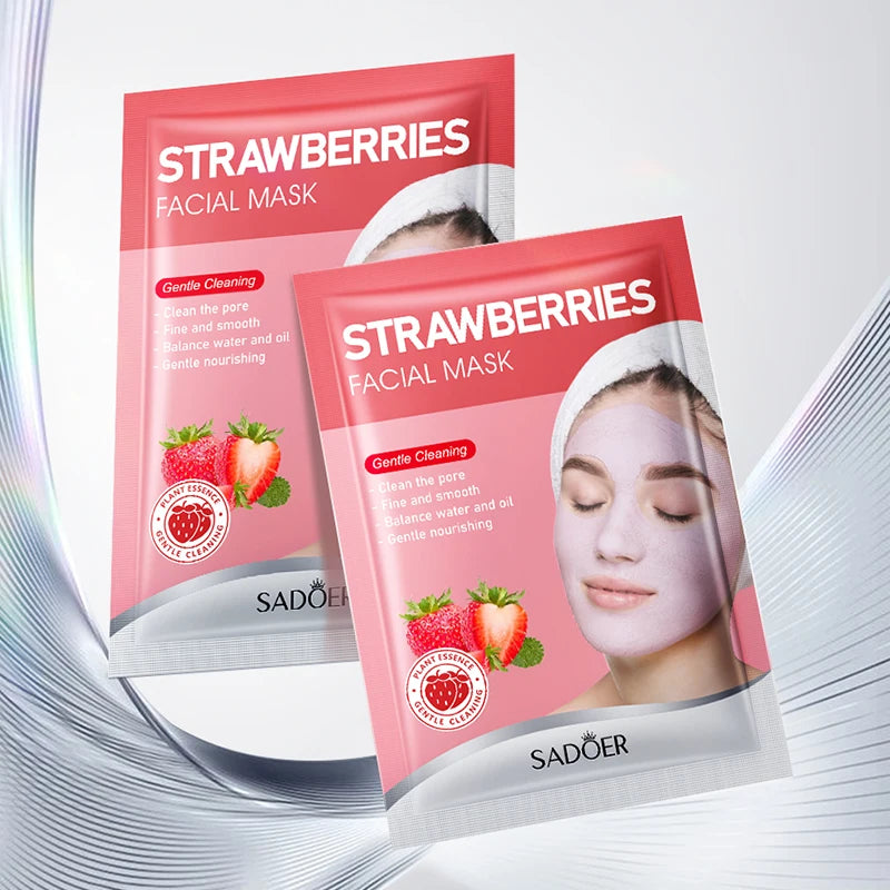 5pcs SADOER Strawberry Face Mask Mud Masks Facial Moisturizing Blackhead Removal Clay Skin Care Products