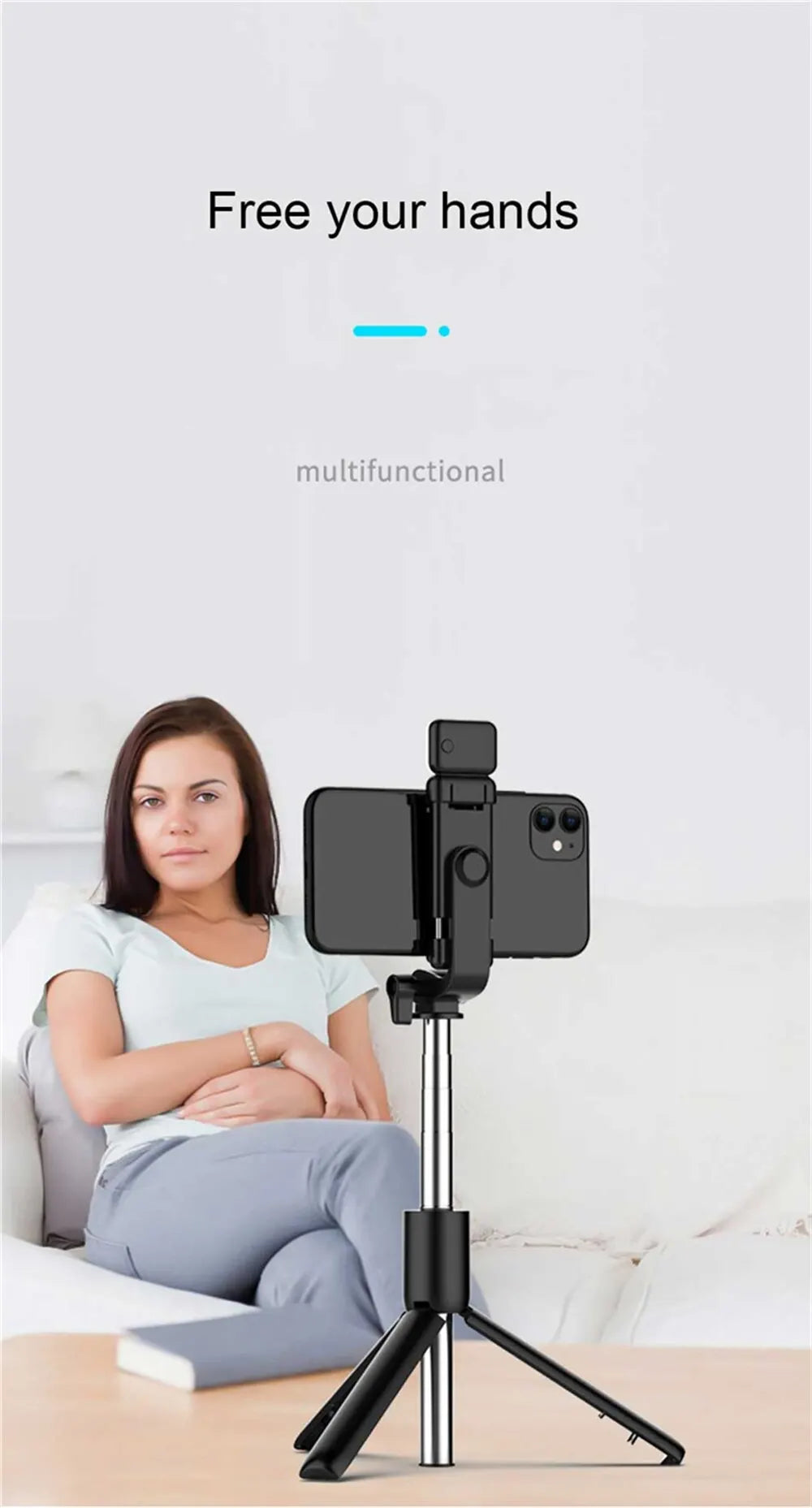 Portable Bluetooth Selfie Stick Tripod Holder with Remote Shutter Fill Light Extendable Wireless Remote Retractable Phone Stand - Jack market 1988Jack Market 1988