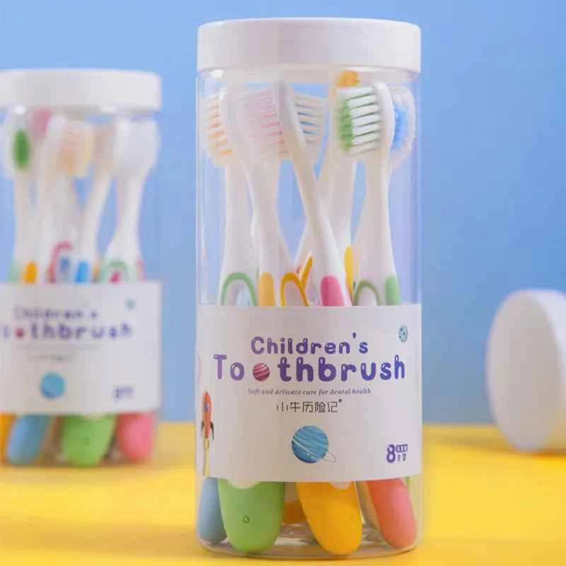 BrightSmiles 8 PCS Kids' Soft Bristle Toothbrushes - Gentle Care in Convenient Barrel Packaging