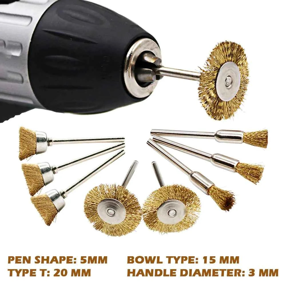 36/60Pcs Brass Brush Steel Wire Wheels Brushes Drill Rotary Tools Polishing Dremel Rotary Tools Metal Rust Removal Brush Set