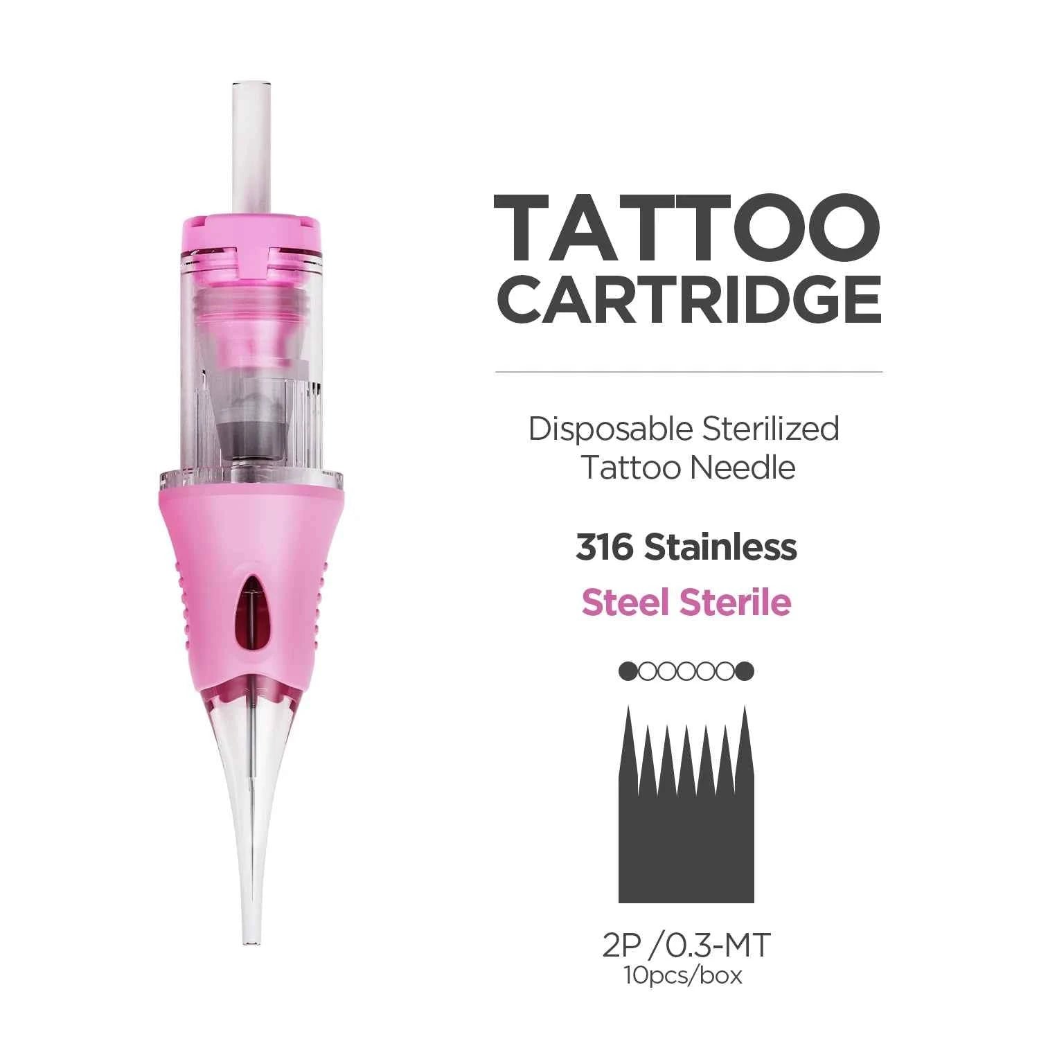 10pcs PMU Universal Disposable Tattoo Needle Cartridges round Liner Sterilized Safety Needle 0.18/0.25/0.30mm for Tattoo Artists