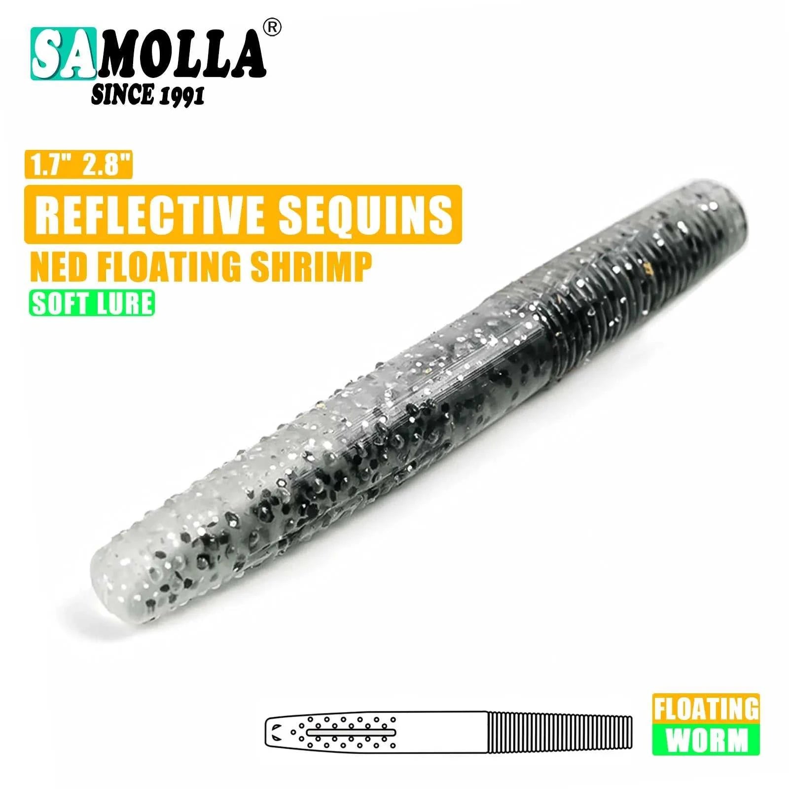 SAMOLLA Floating Worms Bass Fishing Lure Soft Plastic Artificial Bait Ned Wacky Rig Tpe Floating Weightless Leurre Souple Wobble The jack market .AU The jack market .AU Fishing Gear $ 21 14:29#A;5:100014443#4CM 10PCS