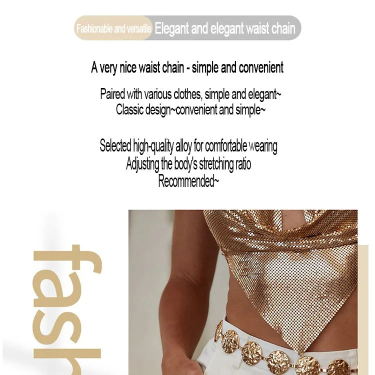 Women's Metal Chain Belt – Gold & Silver Waist Chain for Dresses