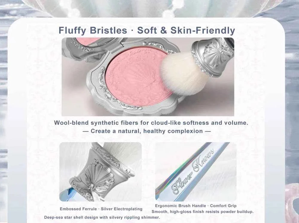 Flower KnowShell Jewel Butterfly Blush Brush - Cloud-Shaped Angled Bristles for Flawless Application