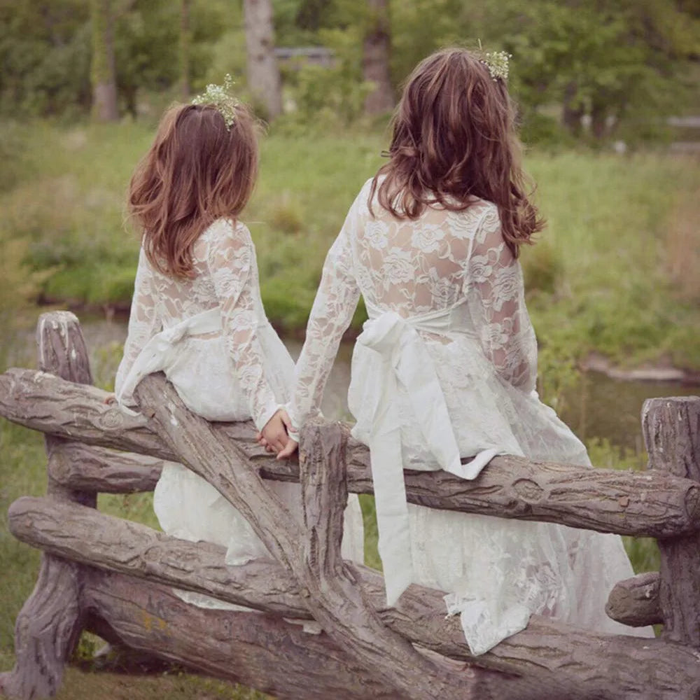 Princes Girls Lace Flower Girl Dress - Elegant Wedding Party Wear for Ages 2-12