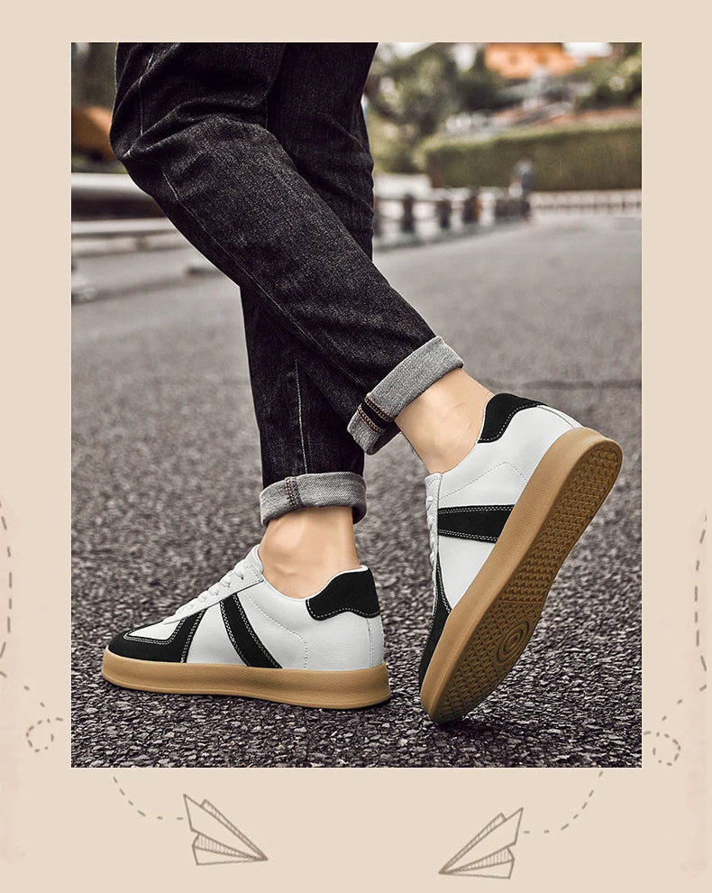 Men Women Genuine Leather Casual Elevator Shoes Leisure Sneakers Sports Zapatos Mujer Men's Height Increasing Shoes Tennis Shoes