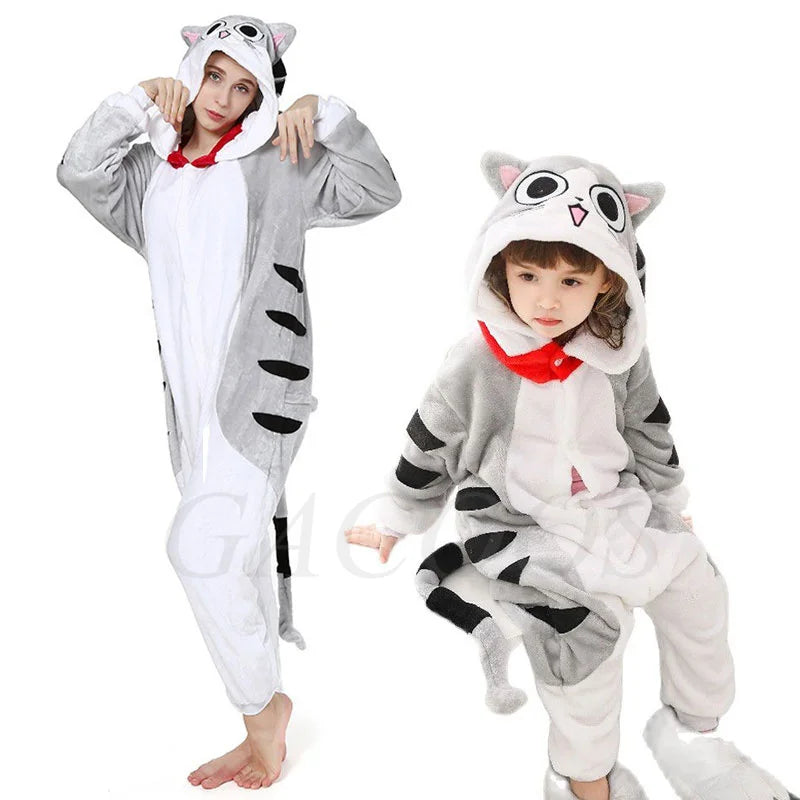 Boy Girl Kigurumi Pajama Sets Panda Unicorn Pajamas For Women Pijimas Cat Onesie Adult Animal Sleepwear Winter Warm Pyjamas Kids