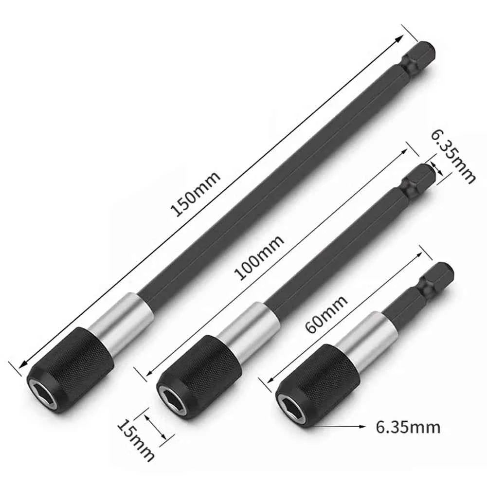 BrandName Self-Locking Hex Shank Screwdriver Bit Holder - Quick Release Magnetic Extension Rods (60/100/150mm)
