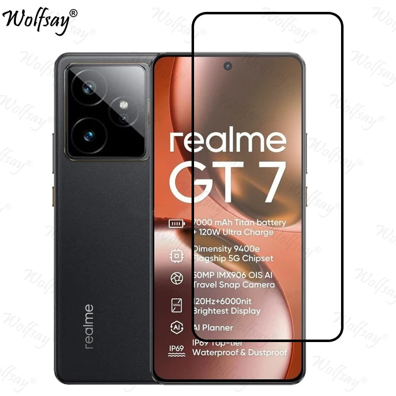 Full Cover Tempered Glass For Realme GT 7 Screen Protector For Realme GT 7 Global Camera Glass For Realme GT 7 Glass 6.78 inch