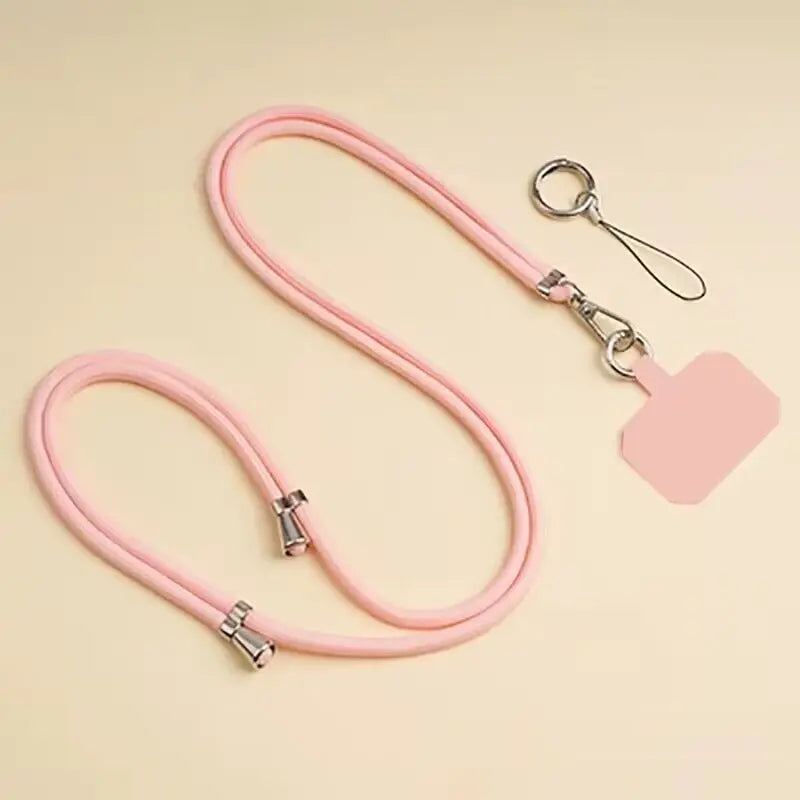 Universal Adjustment Phone Lanyard Necklace Strap Phone Case Solid Color Long Hanging Rope With Clip Anti-Lost Crossbody Lanyard