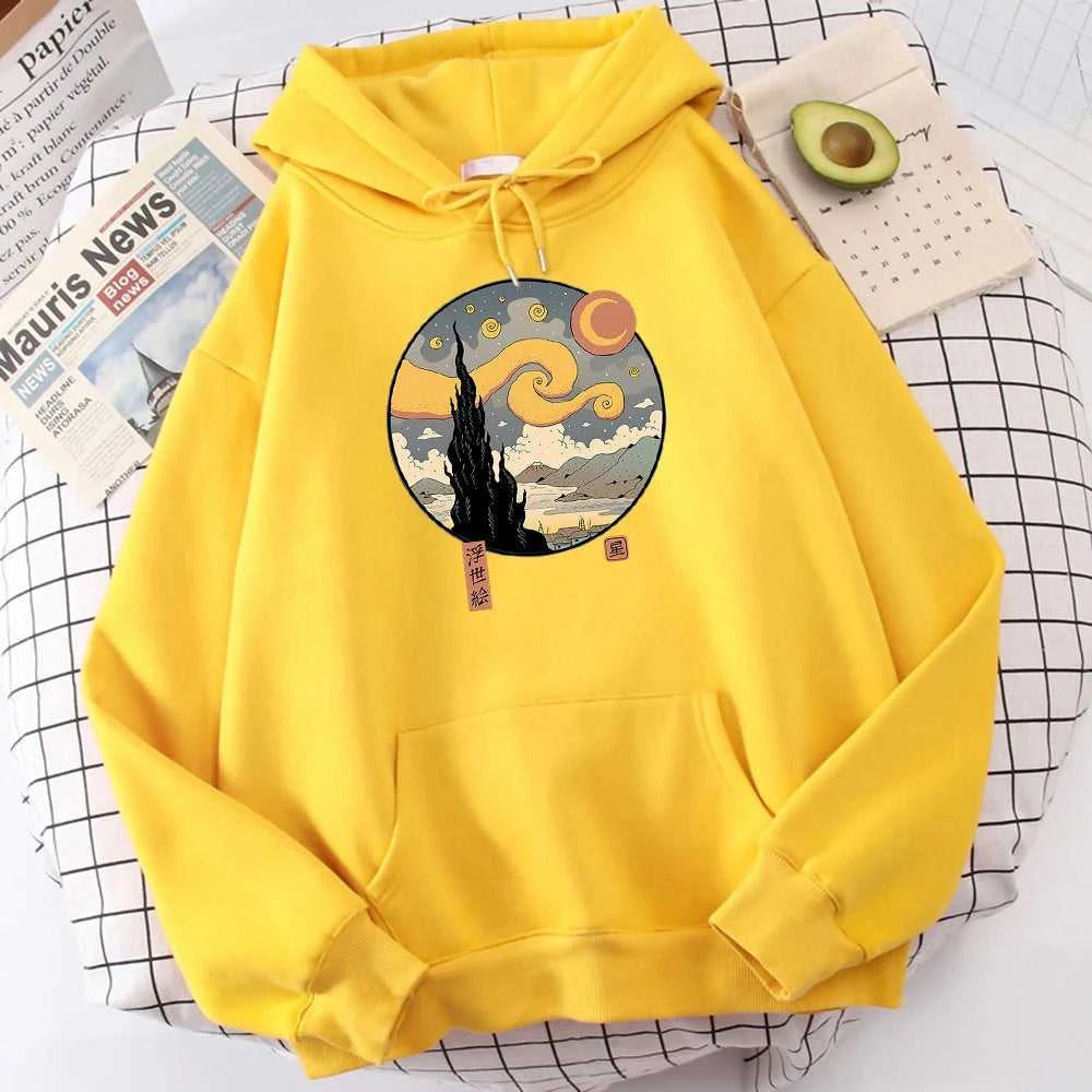 Starry Ukiyo-E Night Printing Hoodie Men Fashion Comfortable Hoody Autumn Fleece Sweatshirt Casual Warm Pullover Tops The jack market .AU The jack market .AU Men Fashion $ 37 14:771#Beige;5:4182