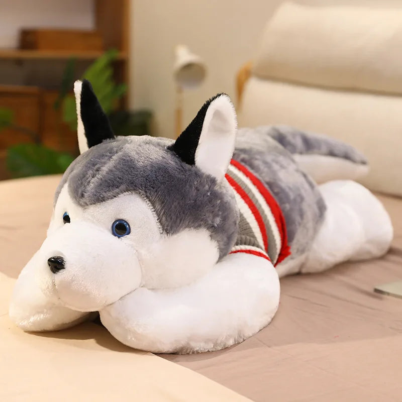 120CM Cute Soft Kawaii Huge Husky Plush Toys Dog Stuffed  Animals Long Pillow Doll For Kids Girlfriend Birthday Gift Home Decor